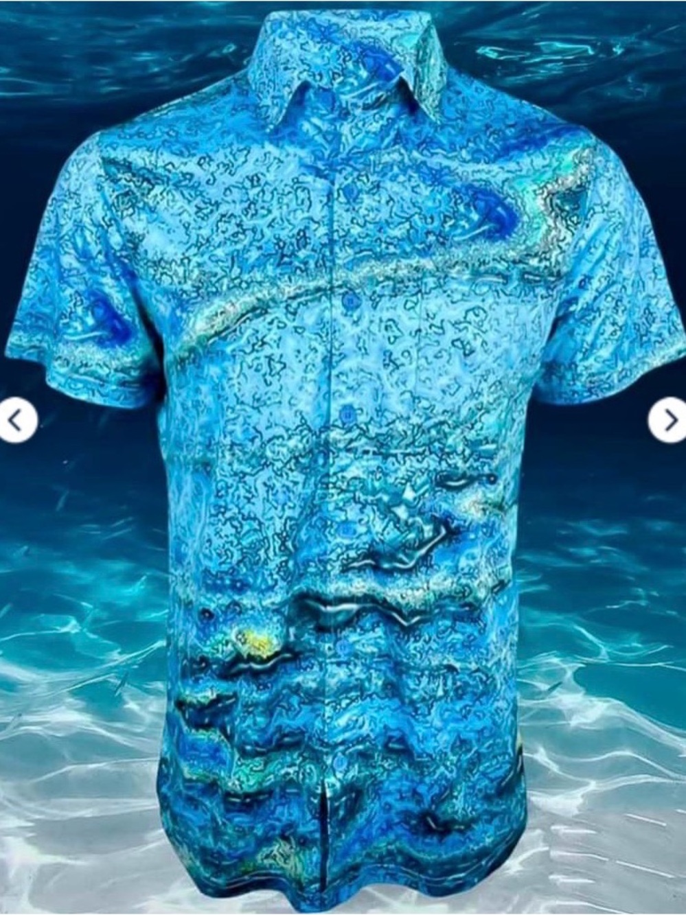 Castaway Blue Wave-Print Short-Sleeve Button-Down Shirt XL like new
